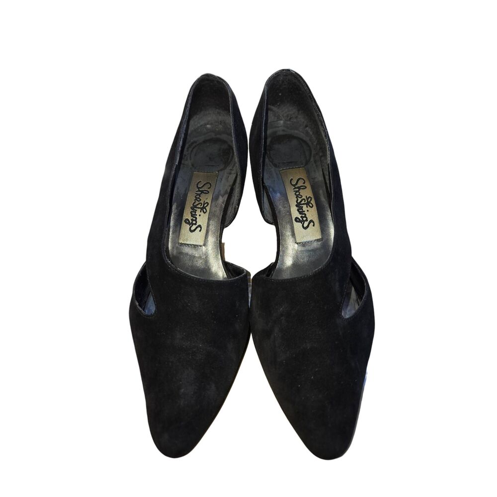 Shoe Strings Women's Size 6.5M Black Suede D'Orsay Heel